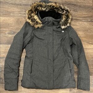 Obermeyer Charcoal Fur-Trimmed Ski Jacket